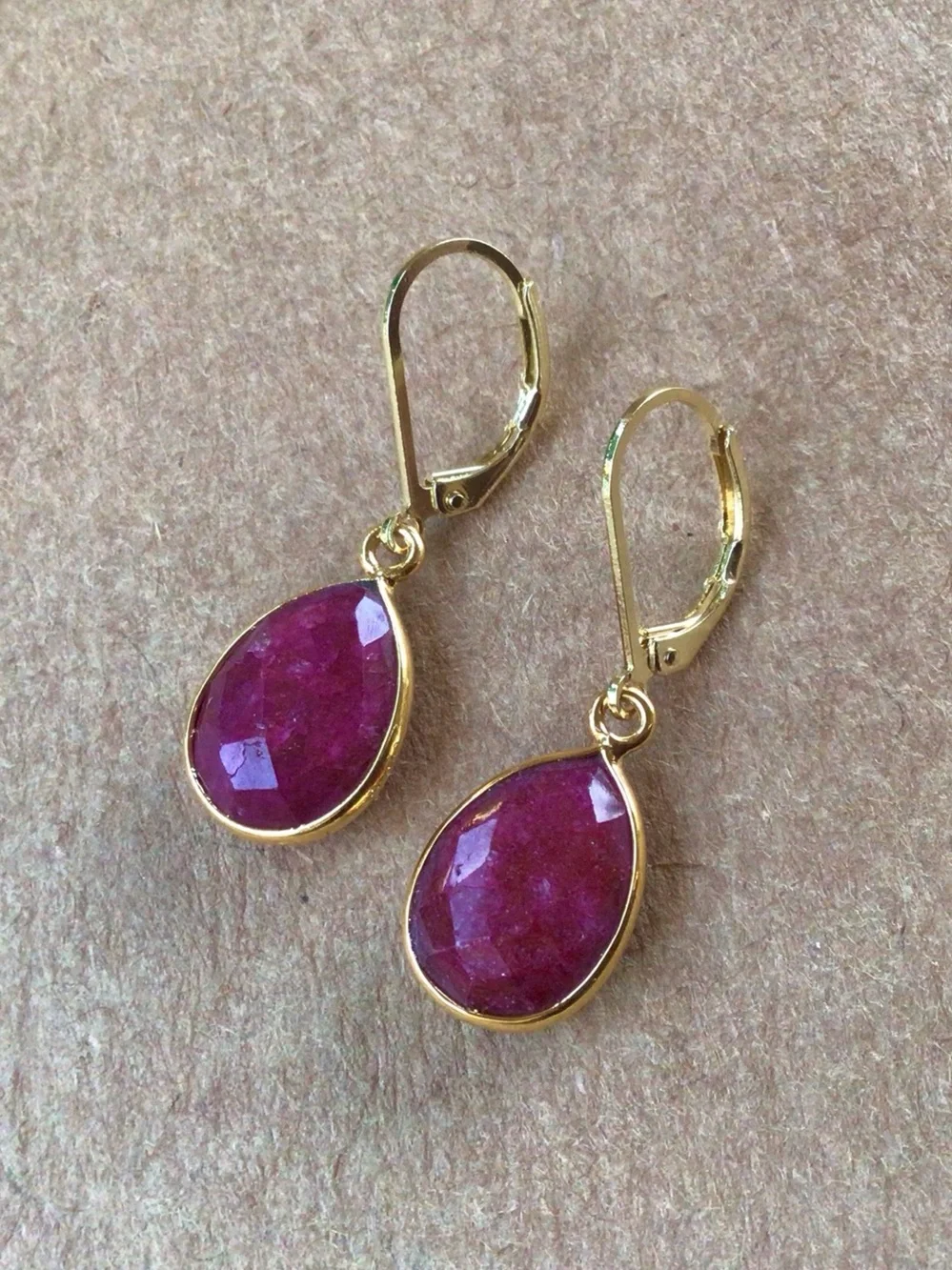 Gold Vermeil Ruby Sundance Charm Earrings